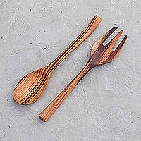 Wood salad servers, 'At the Table' (pair)