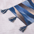 Wool table runner, 'Waves in Motion' - Hand Woven Blue Rectangular Wool Table Runner