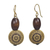 Wood and recycled plastic dangle earrings, 'Loyal Blooms' - Sese Wood and Recycled Plastic Floral Dangle Earrings thumbail