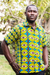 Camisa de algodón para hombre - Camisa de algodón con estampado geométrico para hombre de Ghana