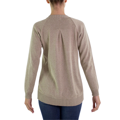 Suéter cardigan de algodón, 'Asimétrico' - Suéter cardigan de mujer hecho a mano