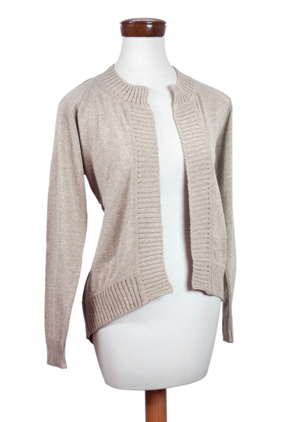 Baumwoll-Cardigan-Pullover, „Asymmetrisch“ – handgefertigter Damen-Cardigan-Pullover
