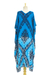 Cotton batik caftan, 'Thai Diamonds' - Peacock Blue Diamond Print Batik Caftan Dress (image 2e) thumbail