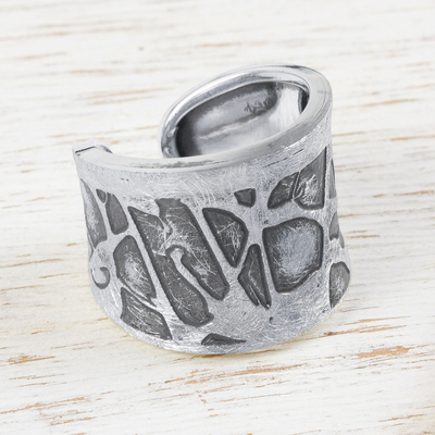 Sterling silver band ring, 'Pollock Inspiration' - Unique Sterling Silver Band Ring