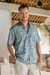 Men's short-sleeved shirt, 'Elemental' - Men's Printed Cotton Lawn Shirt