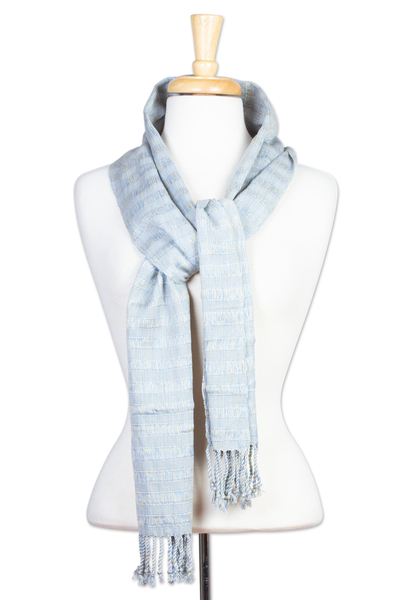 Cotton scarf, Periwinkle Chiapas Accent