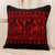 Cotton cushion cover, 'Red Maya Deer' - Red Deer Theme Maya Backstrap Black Cotton Cushion Cover