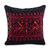 Cotton cushion cover, 'Red Maya Deer' - Red Deer Theme Maya Backstrap Black Cotton Cushion Cover
