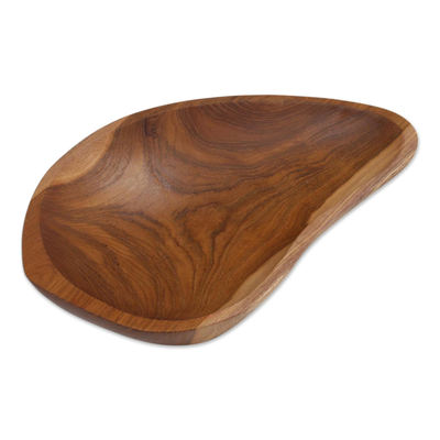 Teak wood appetizer bowl, 'Nature's Course' - Hand Carved Teak Wood Appetizer Bowl from Bali
