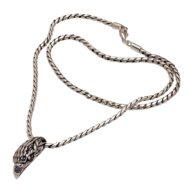 Sterling silver pendant necklace, 'Eagle Gaze' - 925 Sterling Silver Eagle Pendant Necklace