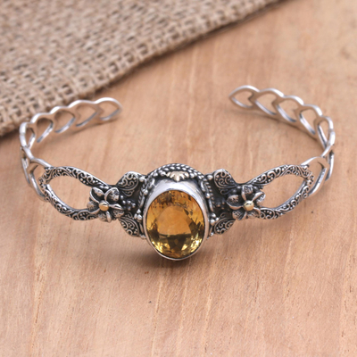 Gold-accented citrine cuff bracelet, 'Princess of Power' - Gold-Accented Citrine Cuff Bracelet