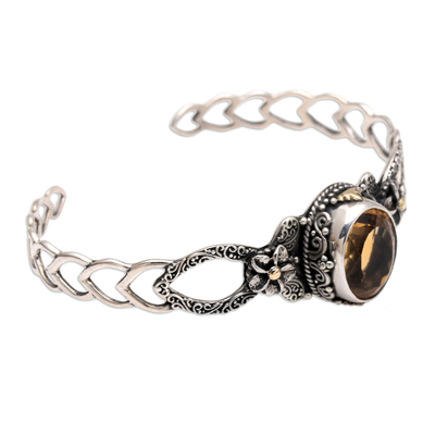 Gold-accented citrine cuff bracelet, 'Princess of Power' - Gold-Accented Citrine Cuff Bracelet