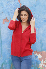 Cotton blend hoodie, 'Casual Comfort in Red' - Cotton Blend Hoodie in Cardinal Red from Peru