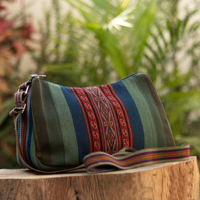 100% alpaca shoulder bag, 'Mists of Cusco' - Multicolored Alpaca Shoulder Bag