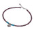 Garnet and hematite charm anklet, 'Barefoot Beach Day' - Garnet and Hematite Beaded Charm Anklet