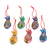 Adornos de cerámica, 'Rainbow Cats' (Juego de 6) - Juego de 6 adornos colgantes de terracota para gatos de Guatemala