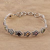 Multi-gemstone tennis bracelet, 'Rainbow Dream' - Sterling Silver Citrine Amethyst Blue Topaz Tennis Bracelet