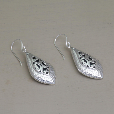 Sterling silver dangle earrings, 'Love of My Life' - Openwork Sterling Silver Dangle Earrings from Bali