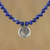 Lapis lazuli pendant necklace, 'Om Concentration' - Lapis Lazuli and 950 Silver Beaded Pendant Necklace