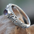 Amethyst solitaire ring, 'Hearts Connected' - Amethyst Bali Artisan Crafted Silver Solitaire Ring