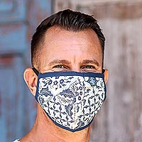 Cotton face masks, 'Batik Protection' (set of 3) - Set of 3 Cotton Face Masks with Elastic Ear Loops