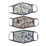 Cotton face masks, 'Batik Protection' (set of 3) - Set of 3 Cotton Face Masks with Elastic Ear Loops