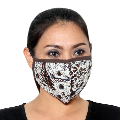 Baumwoll-Gesichtsmasken, 'Batik Protection' (3er-Set) - Set mit 3 Baumwoll-Gesichtsmasken mit elastischen Ohrschlaufen