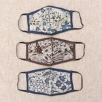 Cotton face masks, 'Batik Protection' (set of 3) - Set of 3 Cotton Face Masks with Elastic Ear Loops