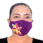 Hand painted rayon face masks, 'Island Plumeria' (set of 4) - 4 Hand Painted Plumeria on Balinese Batik 2-Layer Face Masks