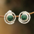 Chrysocolla button earrings, 'Cuzco Aura' - Handmade Sterling Silver Chrysocolla Earrings (image 2) thumbail