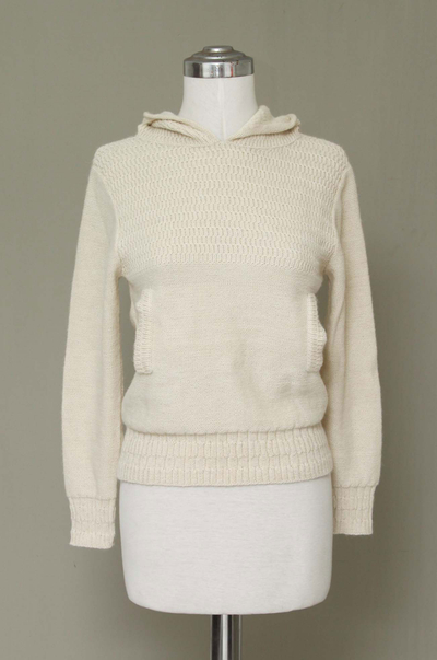 suéter con capucha 100% alpaca, 'Arequipa Winter' - Suéter con capucha de mezcla de alpaca hecho a mano