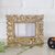 Wooden photo frame, 'Golden Leaves' (4x6) - 4x6 Hand-Carved Golden Mango Wood Ornate Photo Frame (image 2) thumbail