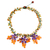 Collar de flores de cornalina y amatista, 'Lilac Geranium Trio' - Collar con cuentas de cornalina hecho a mano con flores de amatista