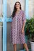 Vestido camisero de algodón - Vestido Recto Con Estampado Floral Serigrafiado