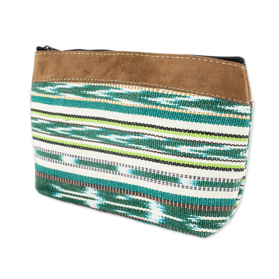 Handgewebte Reisetasche aus Baumwolle - Gestreifte Kosmetiktasche aus Baumwolle, handgefertigt in Guatemala