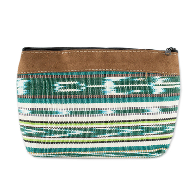 Handgewebte Reisetasche aus Baumwolle - Gestreifte Kosmetiktasche aus Baumwolle, handgefertigt in Guatemala