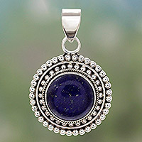 Lapis lazuli pendant, 'Royal Sunset' - Artisan Crafted Lapis Lazuli and Sterling Silver Pendant