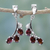 Garnet flower earrings, 'Bright Blossoms' - Sterling Silver and Garnet Earrings Artisan Jewelry thumbail