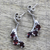 Garnet flower earrings, 'Bright Blossoms' - Sterling Silver and Garnet Earrings Artisan Jewelry (image 2c) thumbail