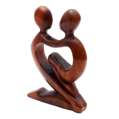 Escultura de madera, 'True Love' - Escultura de madera romántica original