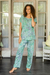 Batik pajama set, 'Balinese Garden' - Hand-Stamped Pajama Set with Garden Motif (image 2b) thumbail