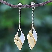 Gold-accented dangle earrings, 'Twist and Shout' - Gold-Accented Sterling Silver Dangle Earrings