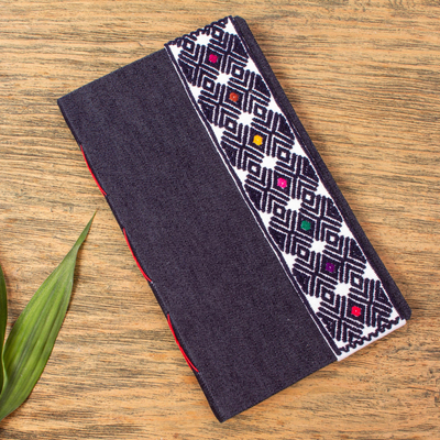 Stoffbezogenes Tagebuch, „Chiapas Diamonds“ – Tagebuch aus recyceltem Papier mit blauem Denim-Überzug