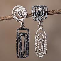 Sterling silver dangle earrings, 'Elegant Spirals' - Spiral-Shaped Sterling Silver Dangle Earrings from Peru