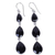 Onyx dangle earrings, 'Magical Elegance' - Triple Onyx Stone Dangle Earrings with Sterling Silver (image 2a) thumbail