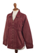 Cotton blouse, 'Lily of the Incas in Burgundy' - Embellished All-Cotton Blouse from Peru (image 2c) thumbail