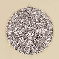 Ceramic plaque, 'Aztec Calendar in Beige' (large) - Ceramic Wall Plaque Museum Replica Handmade Mexico
