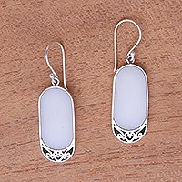 Sterling silver dangle earrings, 'Fantastic Cloud' - Artisan Crafted Sterling Silver and Resin Dangle Earrings
