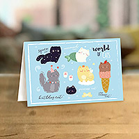 UNICEF everyday cards, 'A World of Cats' (set of 12) - UNICEF Sustainable All Occasion Everyday Cards (Set of 12)