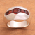 Garnet cocktail ring, 'Wink' - Sterling Silver Ring with Minimalist Geometric Garnet Design